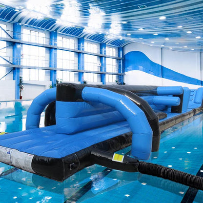 13M Black & Blue Twin Track Pool Inflatable Aqua Run BARRYAR05