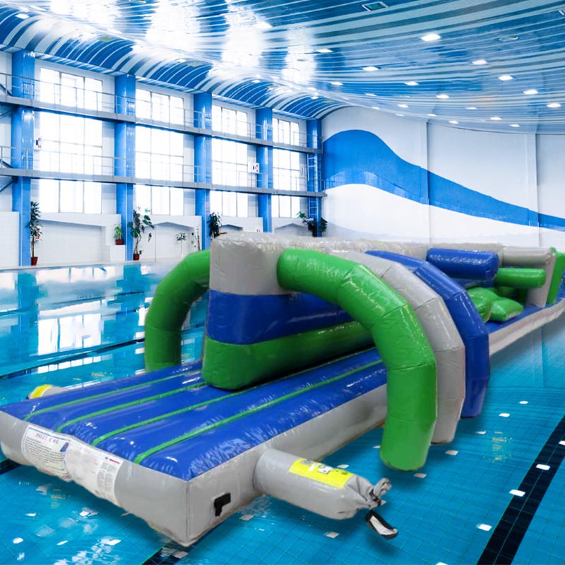 15M Twin Track Pool Inflatable Water Floating Obstacle Course BARRYAR06