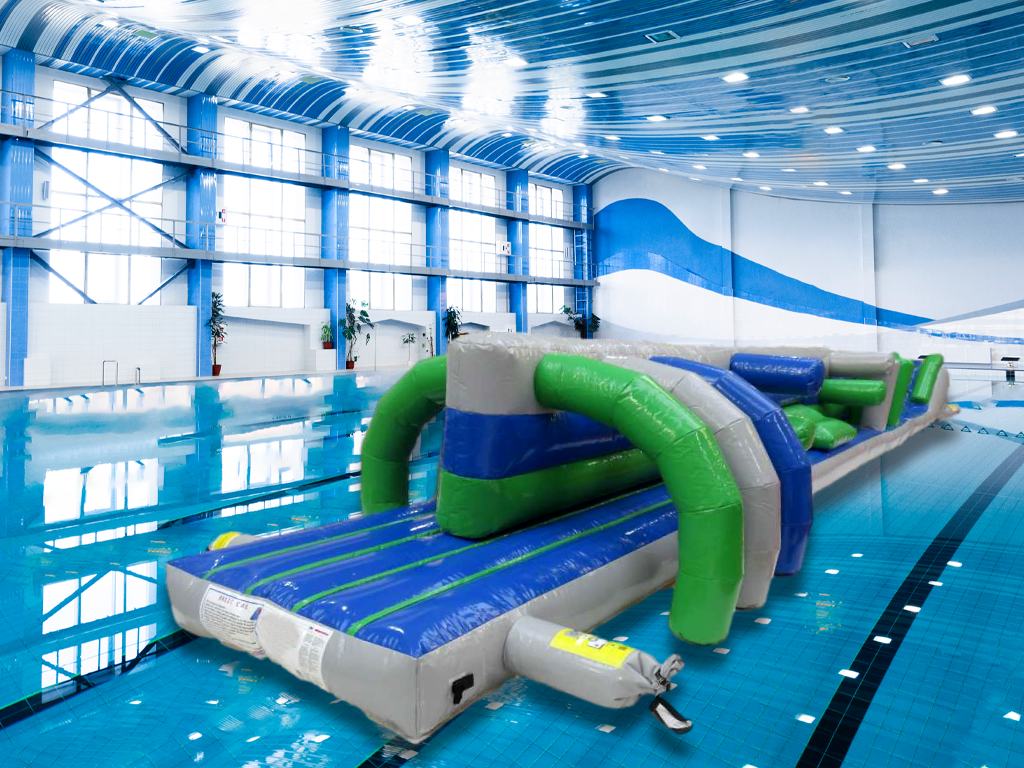 15M Twin Track Pool Inflatable Water Floating Obstacle Course BARRYAR06