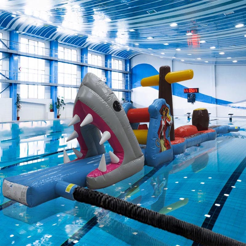 12M Shark Pirate Peril Pool Inflatable Obstacle Course In The Water BARRYAR08