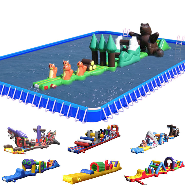 On Water Inflatable Obstacle Course Single Lane Aqua Run BARRYAR16