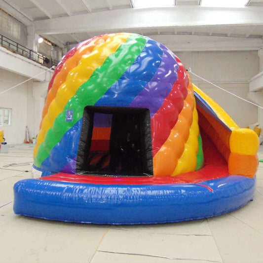  Rainbow Bounce House With Small Slide Disco Jumping Castle BARRYBH02