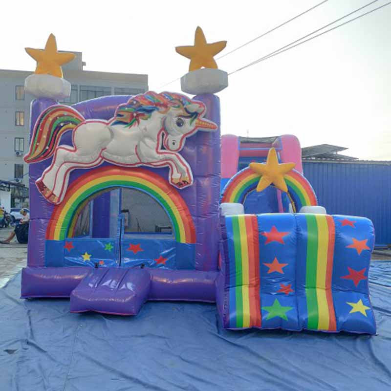 Star And Rainbow Bouncy Castle Unicorn Combo Bounce House BARRYBS012