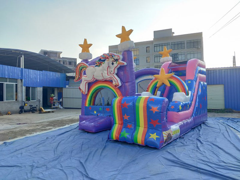 Star And Rainbow Bouncy Castle Unicorn Combo Bounce House BARRYBS012