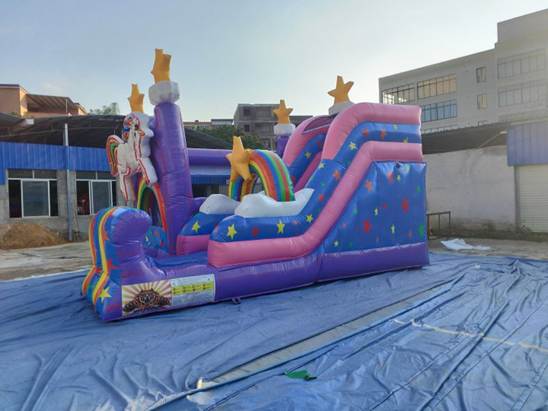 Star And Rainbow Bouncy Castle Unicorn Combo Bounce House BARRYBS012