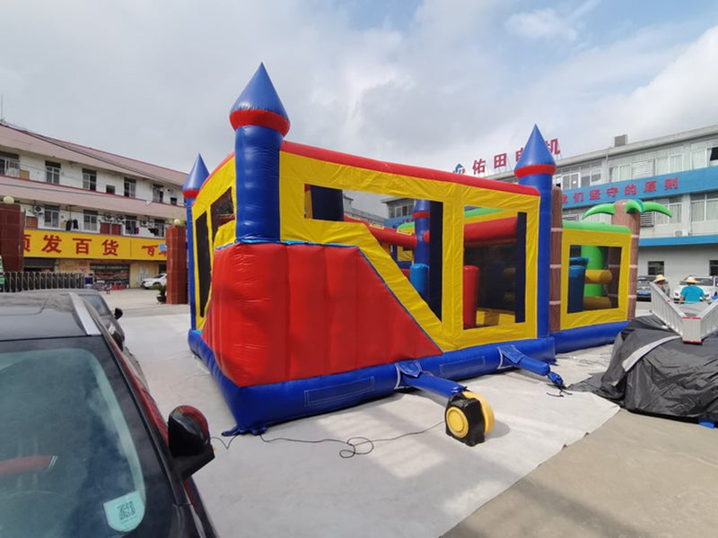 Outdoo Pvc Blue Castle Bounce House With Slide Inside BARRYBS014