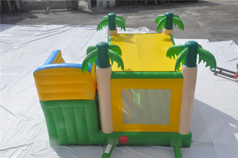 Custom Made Wet Or Dry Palm Tree Bounce House With Water Slide BARRYBS024