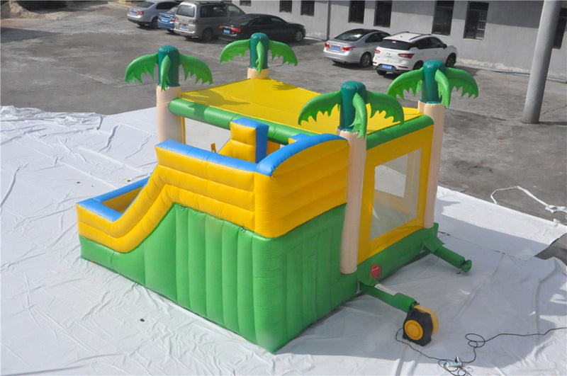 Custom Made Wet Or Dry Palm Tree Bounce House With Water Slide BARRYBS024