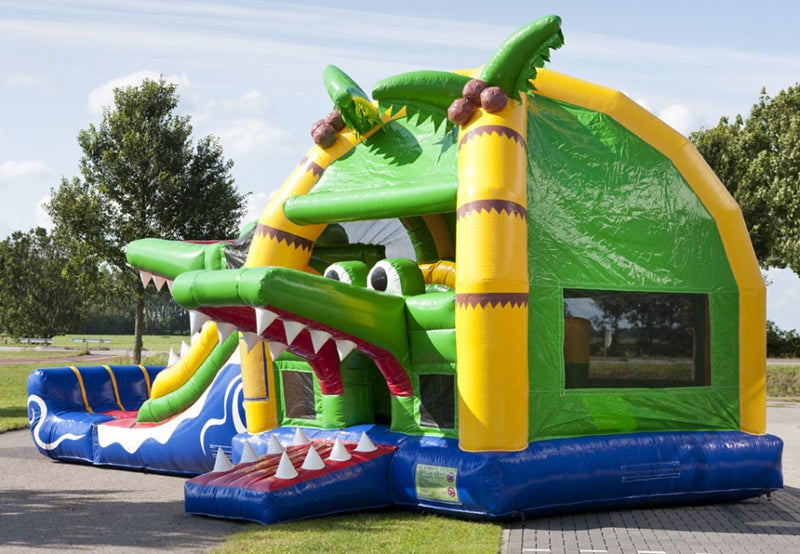 Palm Tree Jumping Castle Water Crocodile Bouncy Castle With Slide BARRYBS05