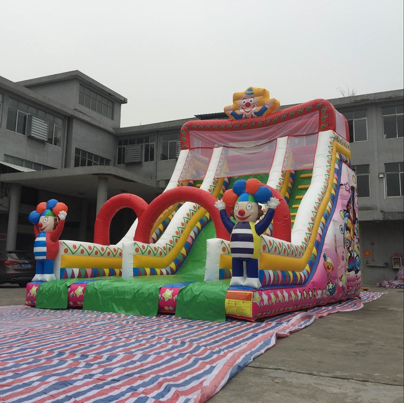 Pink Clown Single Lane Arch Inflatable Slide BARRYDS01