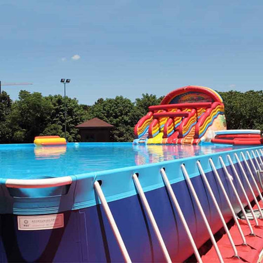 Rectangular Frame Pool With Slide Water Park Rectangle Swimming Pool BARRYFP02