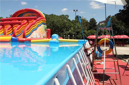 Rectangular Frame Pool With Slide Water Park Rectangle Swimming Pool BARRYFP02