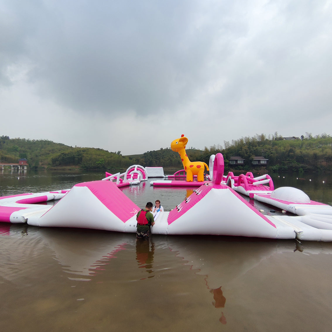 Water Sports Pink Inflatable Aqua Park Giraffe Giant Floating Water Park BARRYFW15