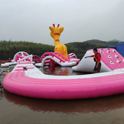 Water Sports Pink Inflatable Aqua Park Giraffe Giant Floating Water Park BARRYFW15