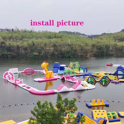 Water Sports Pink Inflatable Aqua Park Giraffe Giant Floating Water Park BARRYFW15