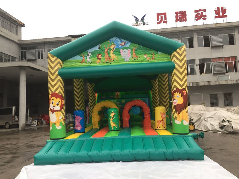  Jungle Animals Theme Bounce House  With Slide Jump City Inflatables BARRYIP07