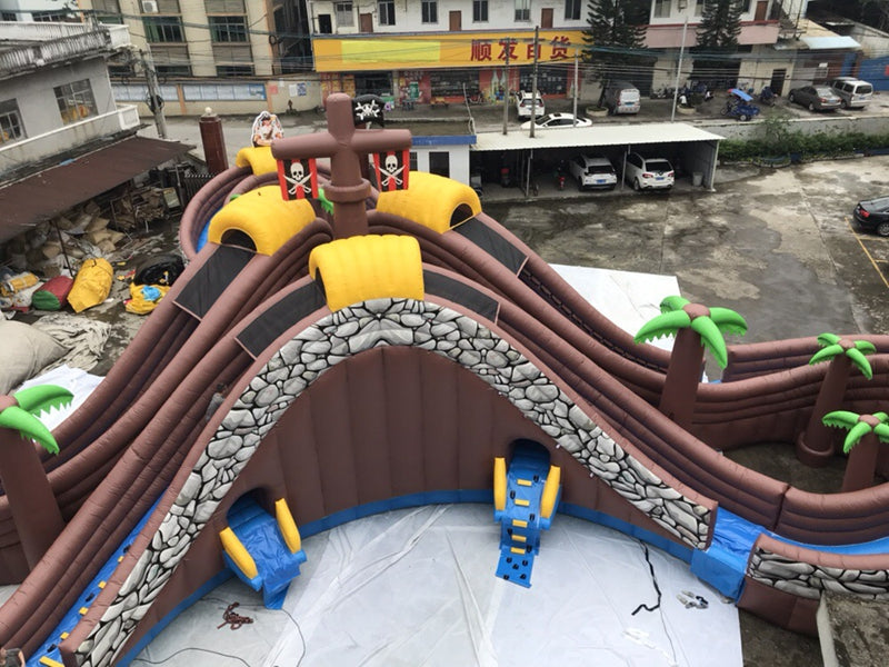 Fantasy Large 3 Slides Pirate Ship Inflatable Waterpark BARRYLWP010