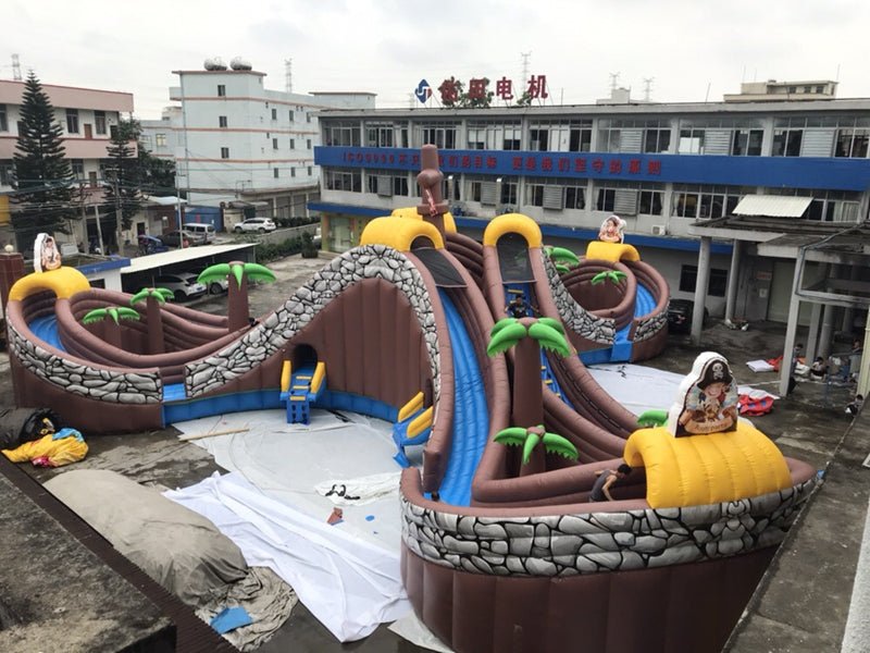 Fantasy Large 3 Slides Pirate Ship Inflatable Waterpark BARRYLWP010