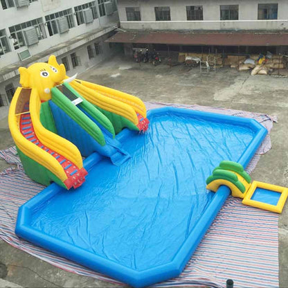 Elephant Slide With Pool Inflatable Aqua Park For Sale BARRYLWP014