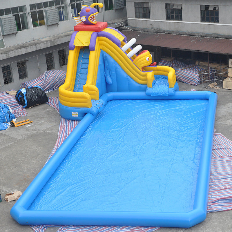 Industrial Inflatable Water Slide With Pool Outdoor Inflatable Park BARRYLWP021