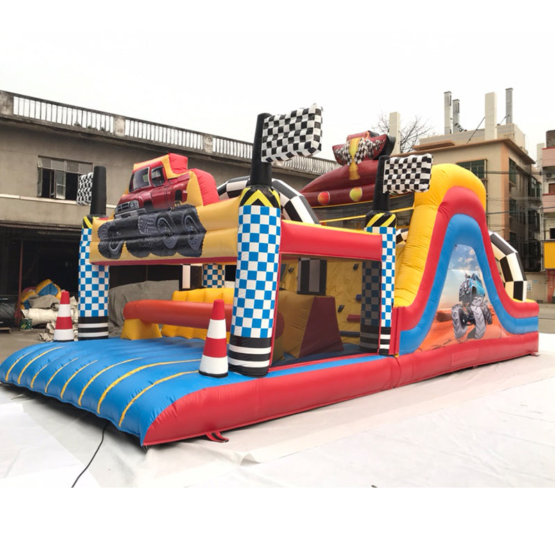  Monster Truck Inflatable Car Obstacle Course Bouncy Castle BARRYOC04