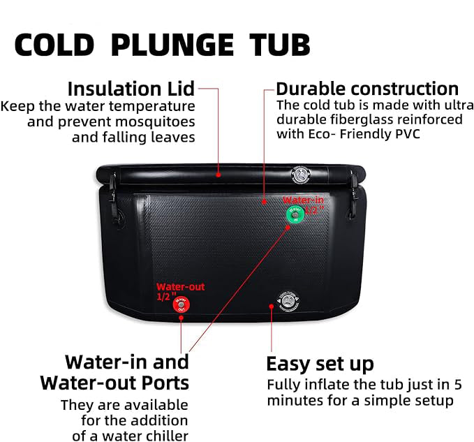 Drop Stitch Oval Inflatable Cold Plunge Tub Rectangle Ice Barrel BARRYPOOL016