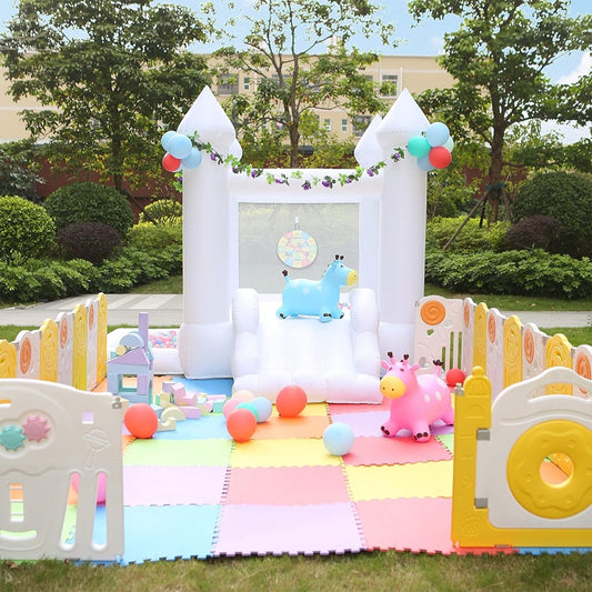 Kids Party Amument Park Ball Pit Bouncy Castle White Bouncy House BARRYWH010