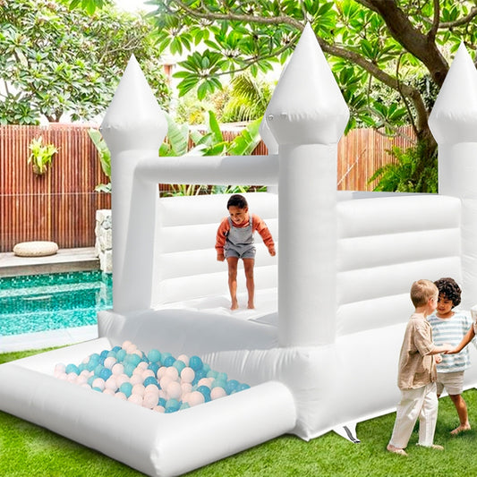 Commercial Party Wedding Bouncy House With Ball Pit White Jumper BARRYWH01