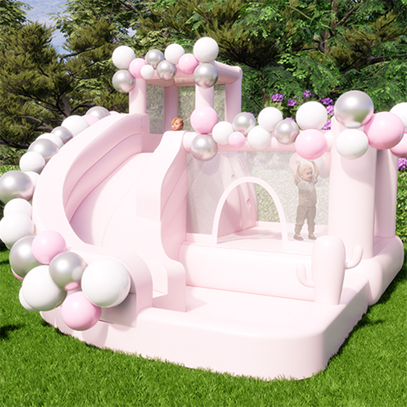 Custom Luxury Kid Party Princess White Bounce House With Slide BARRYWH015