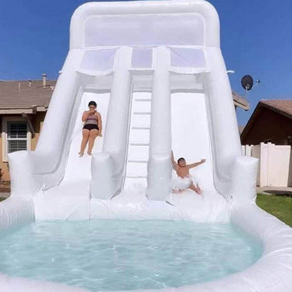 Festival Party Custom Backyard Kids White Inflatable Water Slide BARRYWH024