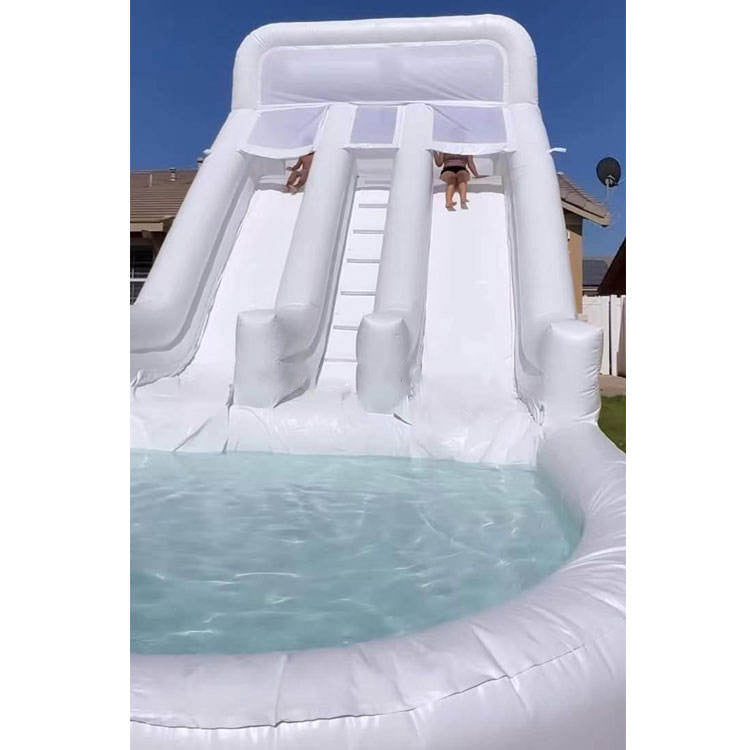 Festival Party Custom Backyard Kids White Inflatable Water Slide BARRYWH024