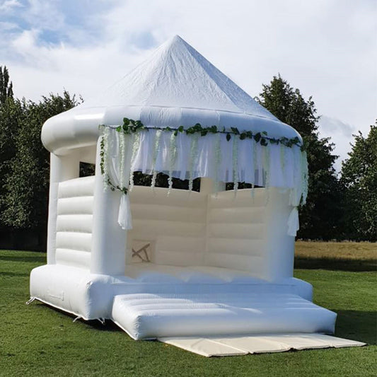 With Roof Cover White Castle Inflatable White Wedding Bouncy Castle BARRYWH03