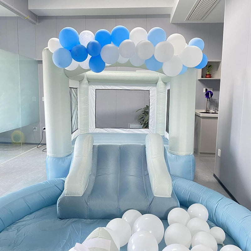 Dolphin Water Pool White Inflatable Bounce House With Ball Pit BARRYWH08