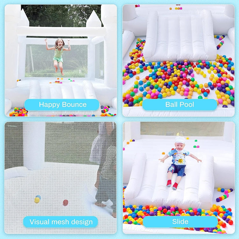 White Wedding Jumper Pvc Bouncy Castle With Slide And Ball Pit BARRYWH09