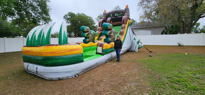 18Ft T-Rex Rage Single Lane Dinosaur Inflatable Water Slide BARRYWS010