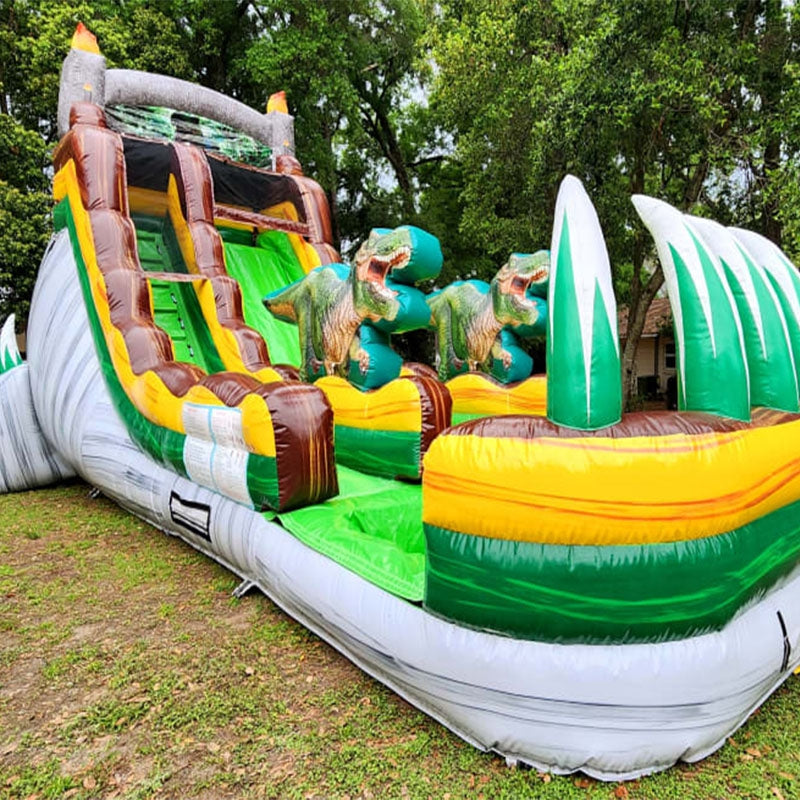 18Ft T-Rex Rage Single Lane Dinosaur Inflatable Water Slide BARRYWS010