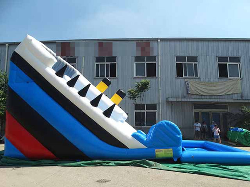 Blue Inflatable Titanic Waterslide With Pool BARRYWS01