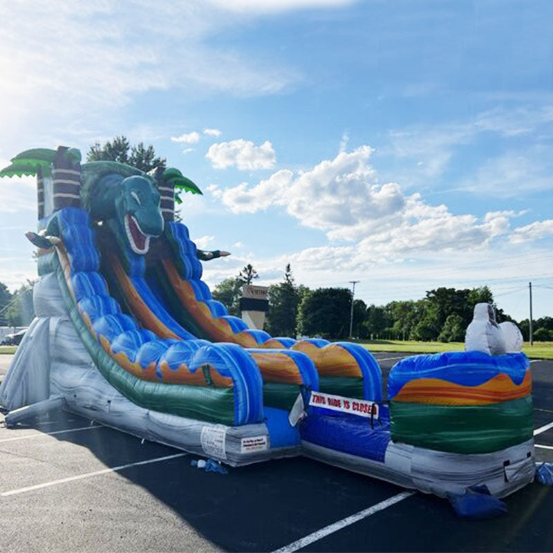 20' Single Lane Wet/Dry Dinosaur Inflatable Slide Dinosaur Waterslide BARRYWS011