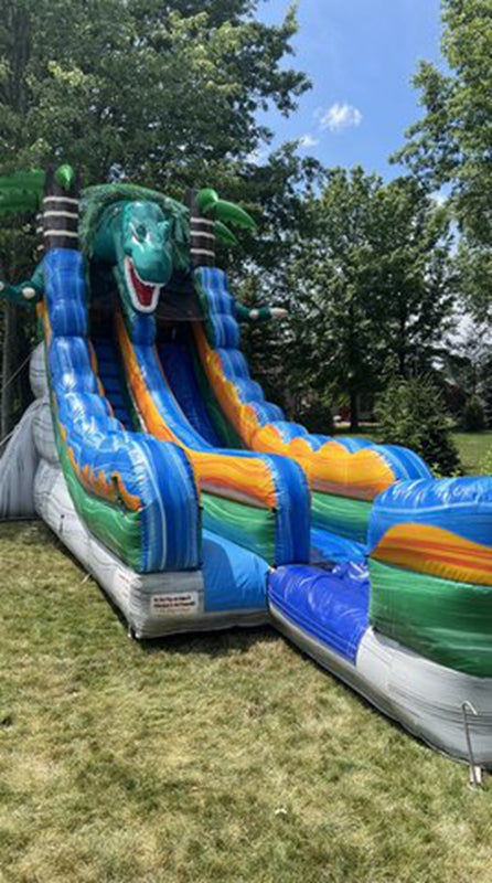 20' Single Lane Wet/Dry Dinosaur Inflatable Slide Dinosaur Waterslide BARRYWS011