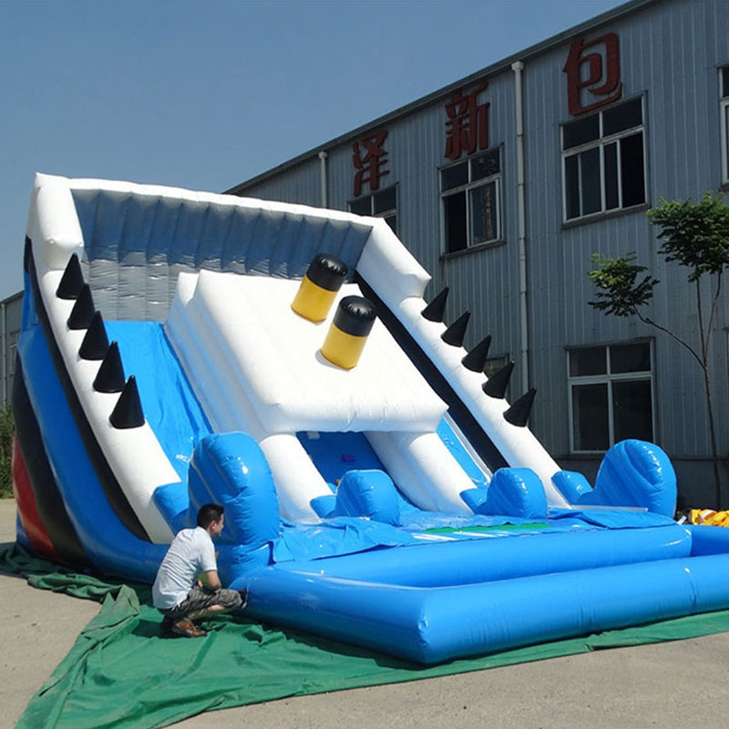 Blue Inflatable Titanic Waterslide With Pool BARRYWS01