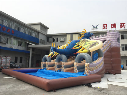 Commercial Bouncy Castle Wet Dinosaur Inflatable Water Slide BARRYWS029