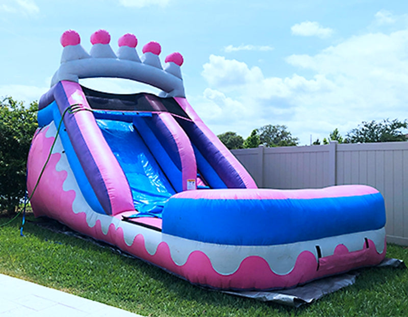 Party Princess Crown Pink Inflatable Water Slide BARRYWS06