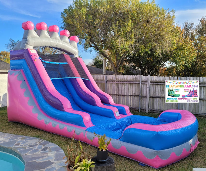 Party Princess Crown Pink Inflatable Water Slide BARRYWS06