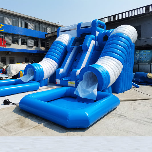 Heavy Duty Outdoor Climbing Two Tunnel Slides Blow Up Water Slide BARRYWS32