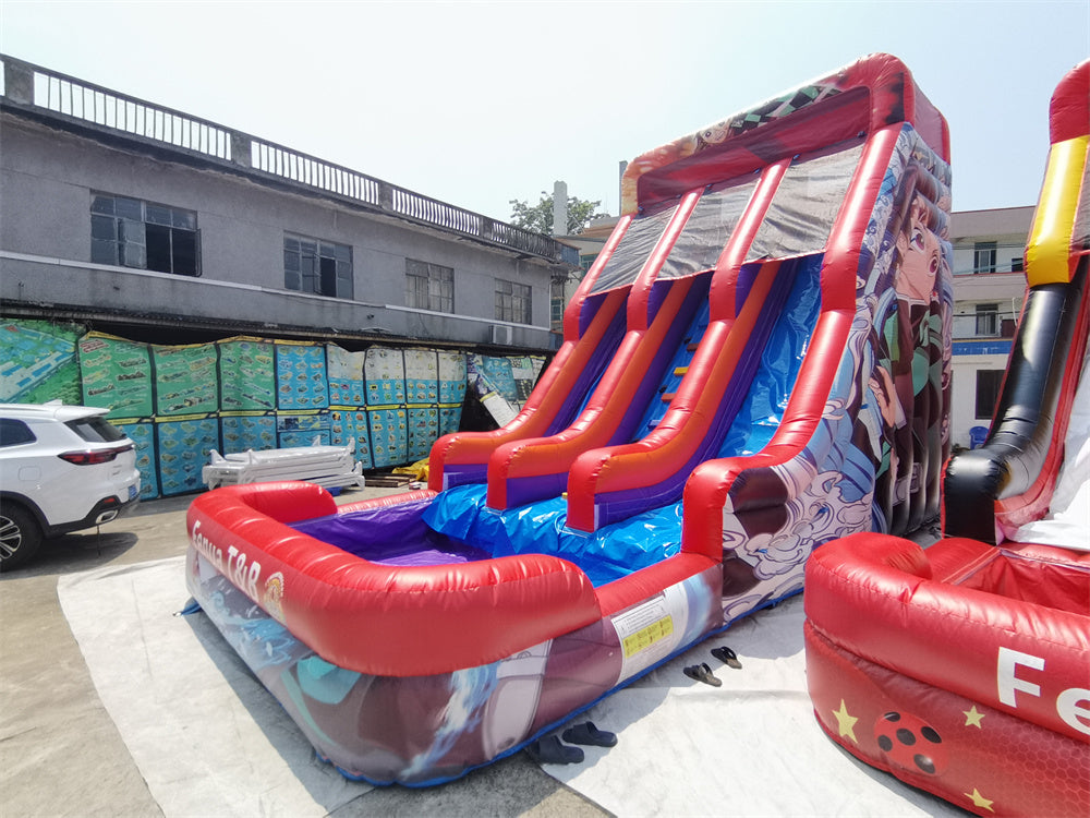 Custom Made Cartoon Theme Inflatable Bounce House And Water Slide BARRYWS33