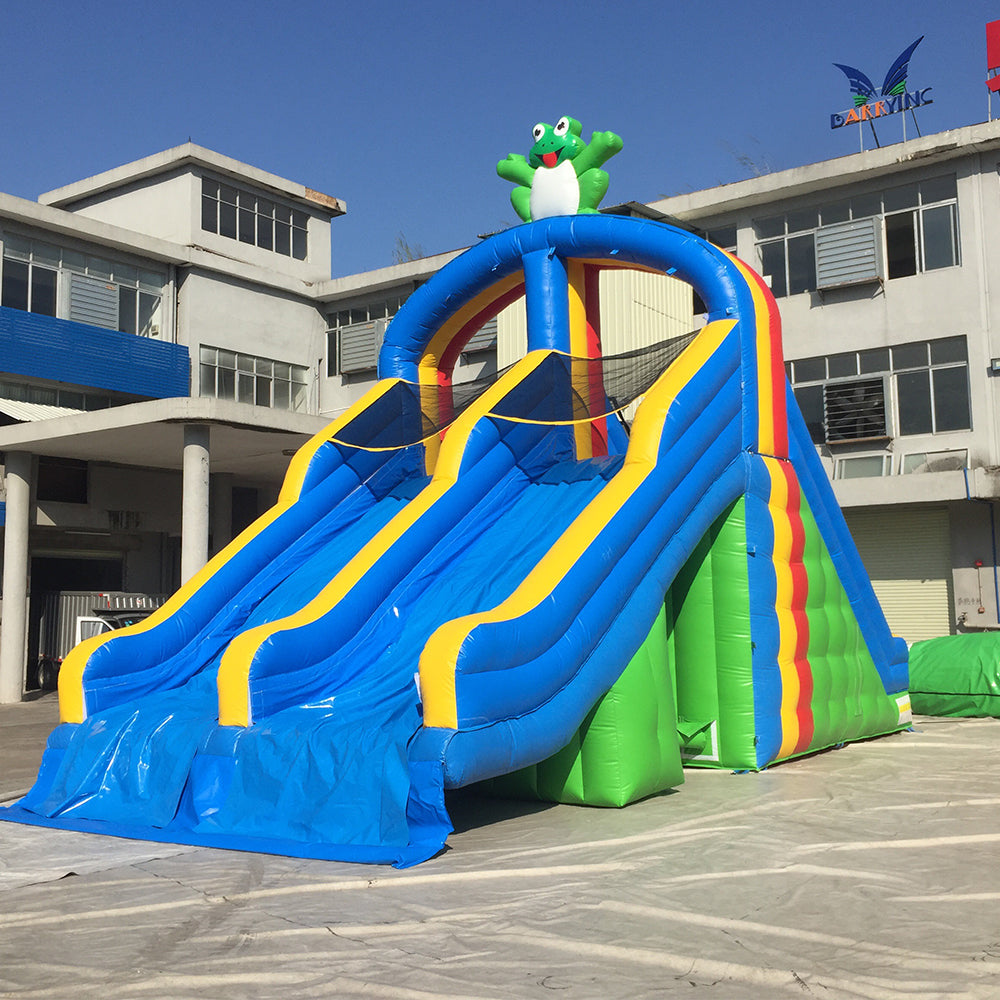 Climbing Stairs Behide Inflatable Frog Above Ground Pool Waterslide BARRYWS39