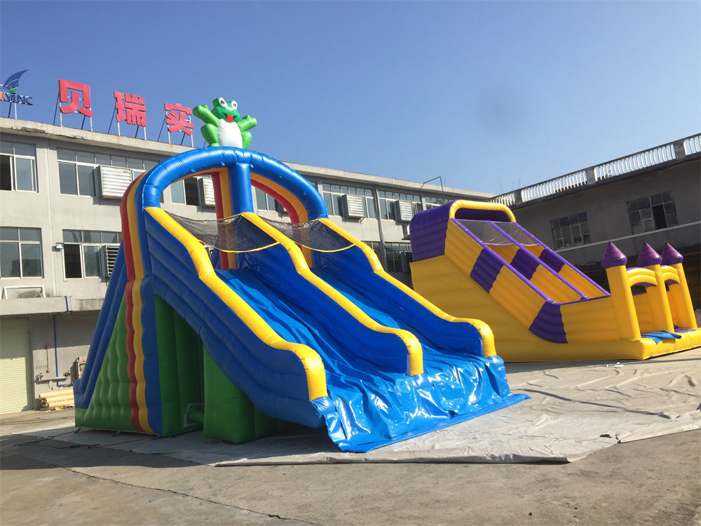 Climbing Stairs Behide Inflatable Frog Above Ground Pool Waterslide BARRYWS39