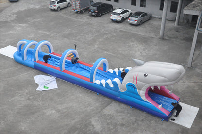  Blue Kids Shark Inflatable Water Slip And Slide BARRYWS42